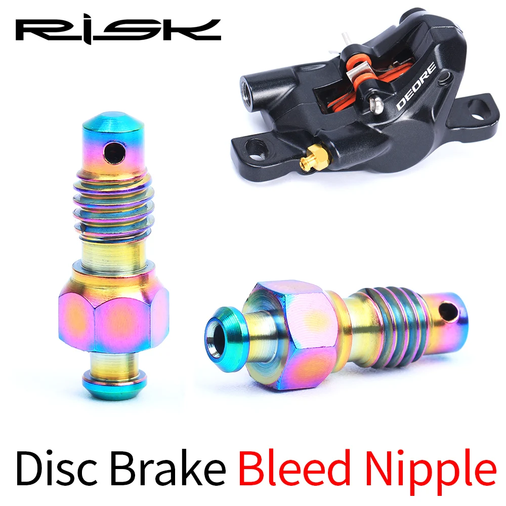 

RISK 2pcs/box Mountain Bike Bicycle Titanium Alloy M6 Hydraulic Disc Brake Bleed Nipple Bolts Screw Cycling Accessories