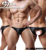 european and american sports empty fun sexy imitation leather triangle patent leather hug empty buttock mens underwear