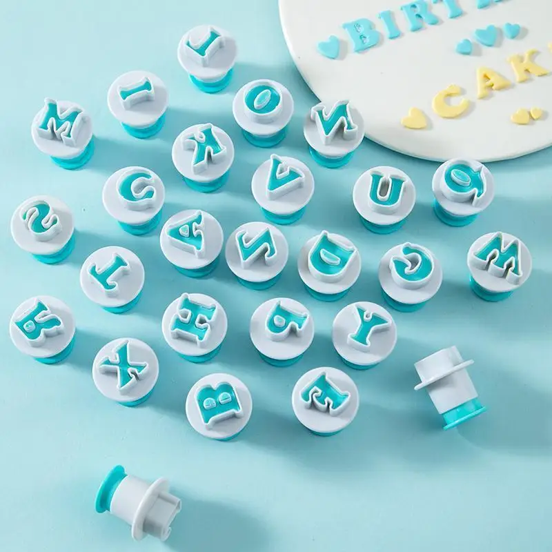 

26 English letters uppercase and lowercase numbers plastic spring die-cut touch fondant decoration clay pasta mold