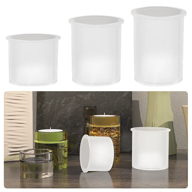 

DIY Crystal Resin Silicone Mold Round Cylindrical Candle Holder Aromatherapy Craft Handmade Casting Mirror Epoxy Mould Home Deco