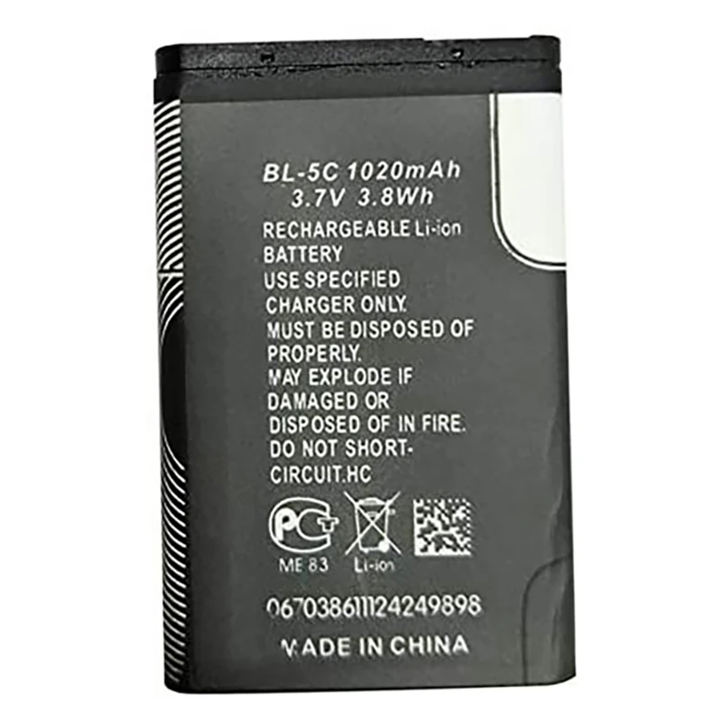 HTHL-совместимая для Nokia BL-5C мобильная батарея Li-Ion 1020 мАч перезаряжаемая литиевая замена.