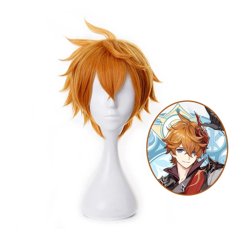 

Anime Tartaglia Childe Cosplay Wig Genshin Impact Cosplay Orange Heat Resistant Synthetic Hair Tartaglia Cosplay Wigs + Wig Cap