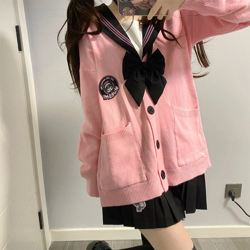 Осень-зима Kuromi вязаный кардиган свитер Kawaii Sanrio аниме фигурка куртка с длинными