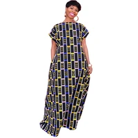 ladies traditional african clothing sexy backless colorful plaid short sleeve loose african long dresses for women robes summer
