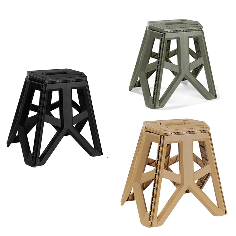 Outdoor Folding Stool Camping Fishing Chair High Load-Bearing Reinforced PP Plastic Triangle Stool