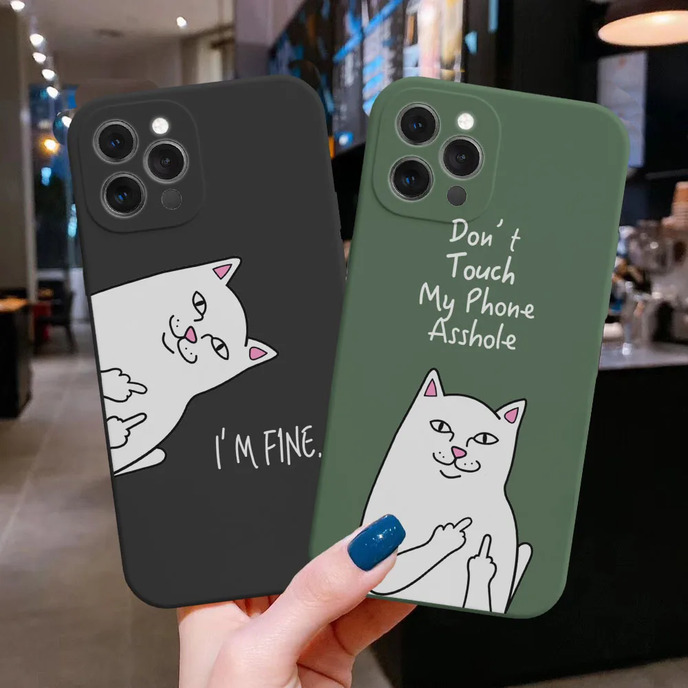 

Funny Animal Phone Case For iPhone 14 Pro Max 11 13 Pro Max 7 8 Plus 12 Mini XS Max X XR Cartoon Cat Painting Soft Back Cover