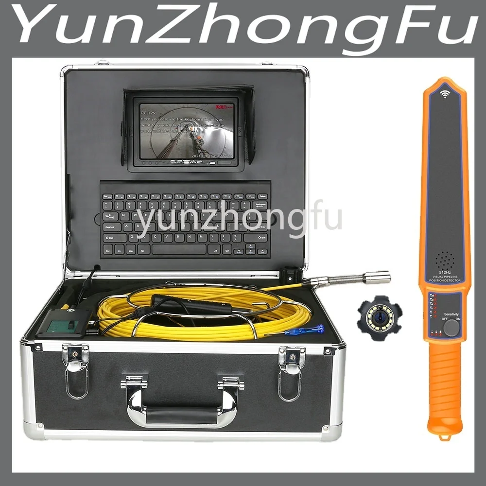 

512HZ Pipe Locator 20/30/40/50M Sewer Pipe Inspection Video Camera with keyboard , 22mm DVR IP68 Pipeline Industrial Endoscope