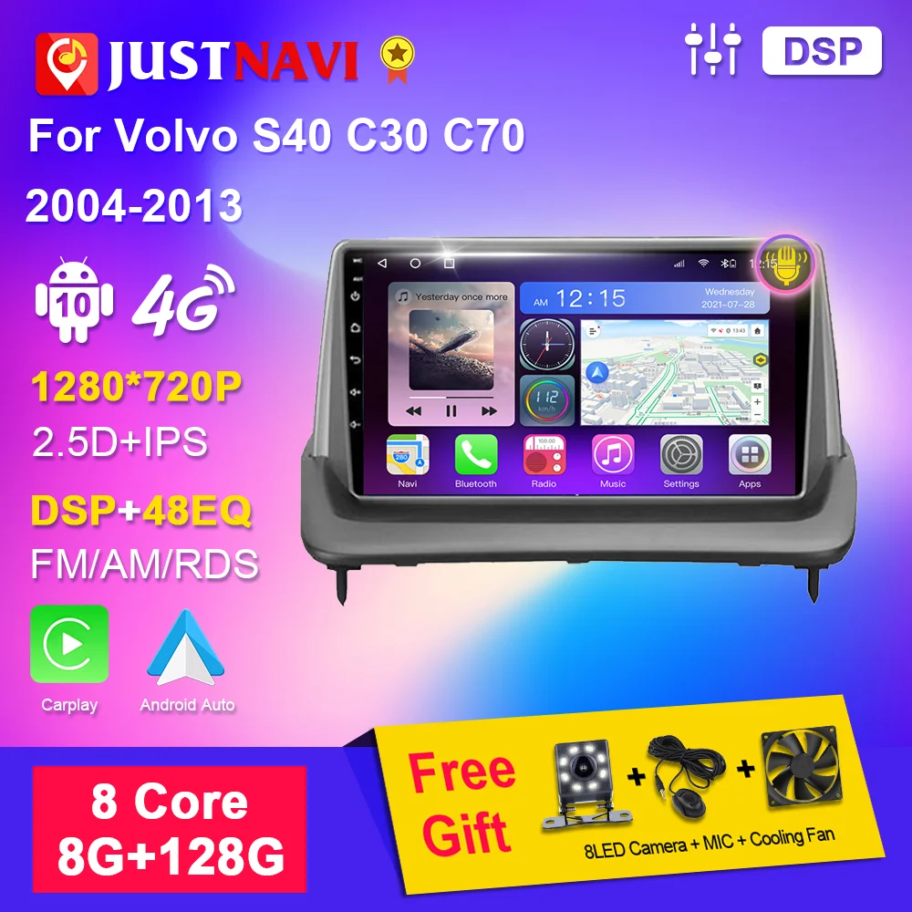 

JUSTNAVI Autoradio For Volvo S40 C30 C70 2004-2013 Android Car Radio Stereo Multimedia Player Navigation GPS Touch Screen 2din