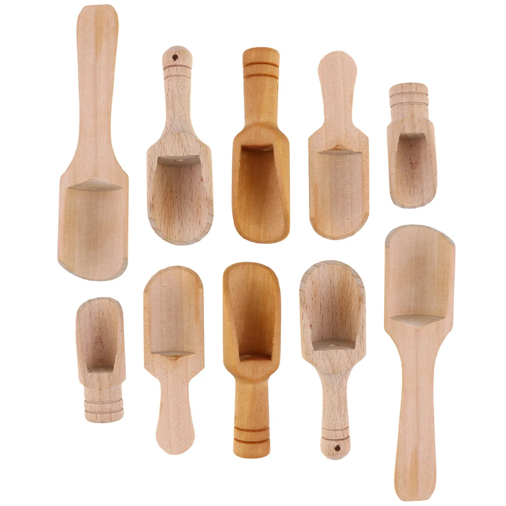 

10 Pcs Wooden Tea Scoops Bamboo Scoop Candy Bulk Wood Salt Ladle Bamboo Cutlery Wood Dipper Dishware Set