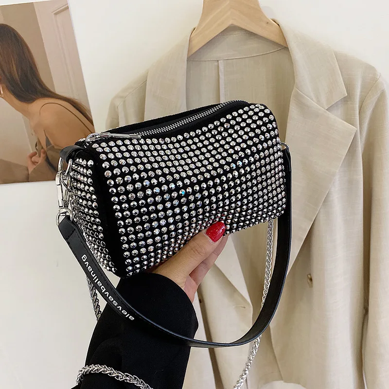 

Metal Chain Women Shoulder Bag Luxury Textured Diamond Bag New Western-style Diamond Bag Subaxillary Package Purse and Handbags