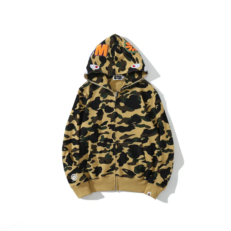 

Autumn Winter New Cotton Shark Jacket Men Women Camouflage Hoodies Sweatshirts Loose Streetwear Hip Hop Zip Hooded Jackets