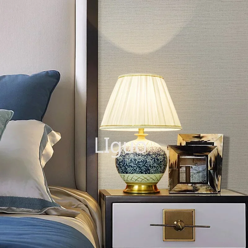 Новая керамическая Медная настольная лампа в китайском стиле для гостиной
