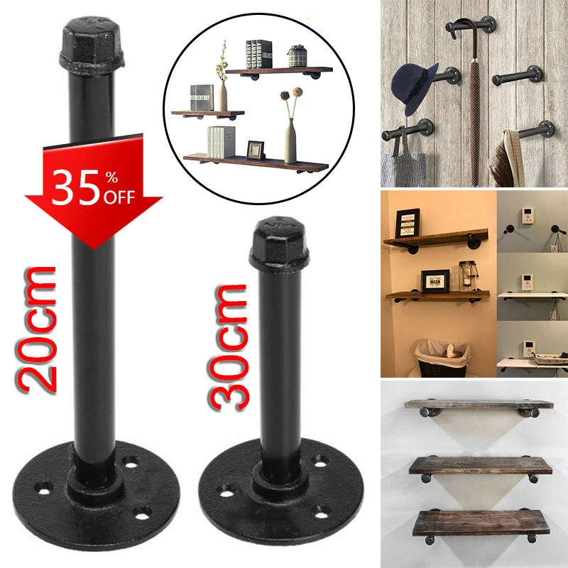 

1pc Pipe Shelf Bracket With Screw Wall Storage Shelf Holder Brackets Book Shelving Industrial Steampunk Iron Pipe Home Storage
