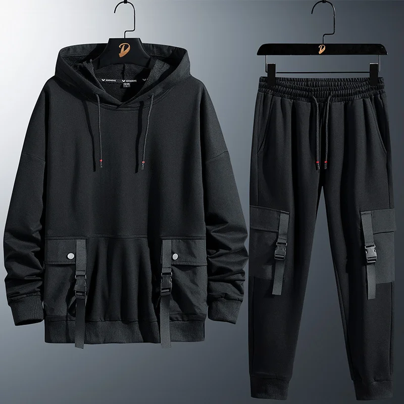 

Новинка весна-осень 2022, мужской спортивный костюм 8XL, модный спортивный костюм, Свободные повседневные мужские толстовки с капюшоном и штаны большого размера, комплект из 2 предметов