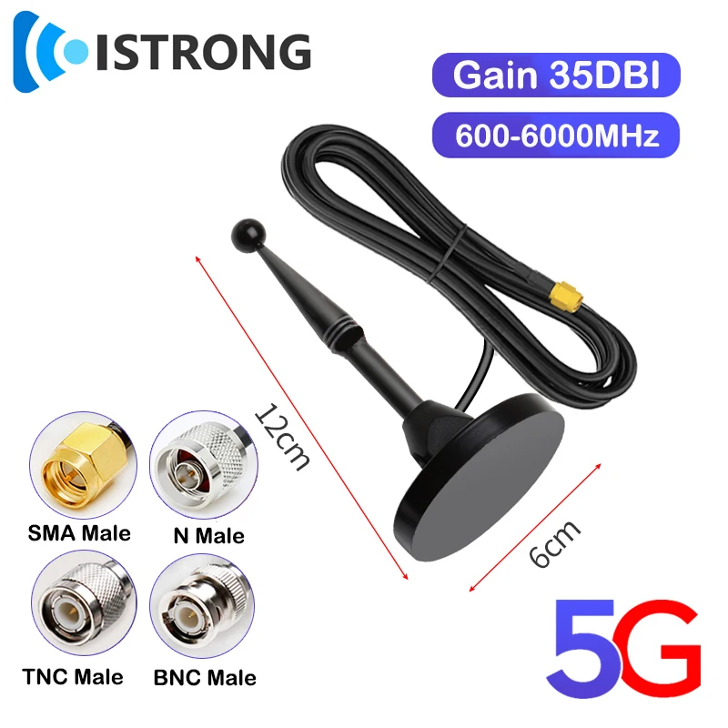 5G Antenna Outdoor 35dbi Gain Signal Booster for Router Modem 600-6000MHz Magnetic Base Waterproof Ommi Aerial SMA/TNC/BNC Male