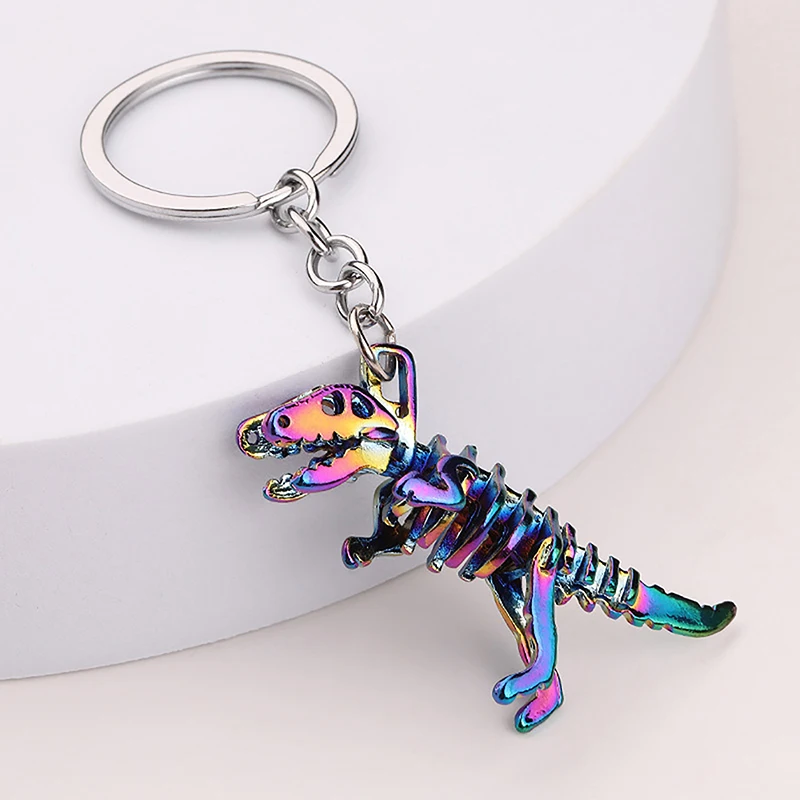 

Alloy Colorful Skeleton Dinosaur Key Chain Holiday Gift Pendant Cartoon Key Chain Car key Bag Charm Accessories