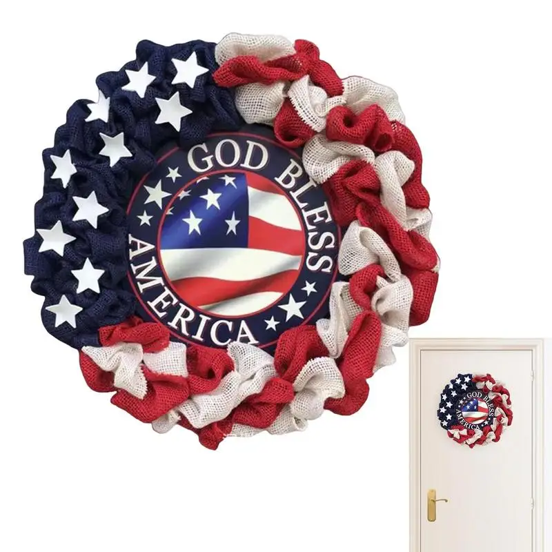 

Patriotic Wreath Memorial Day Wreath Memorial Day Independence Day Veterans Day 4th Of July Front Door Decor White Blue Red