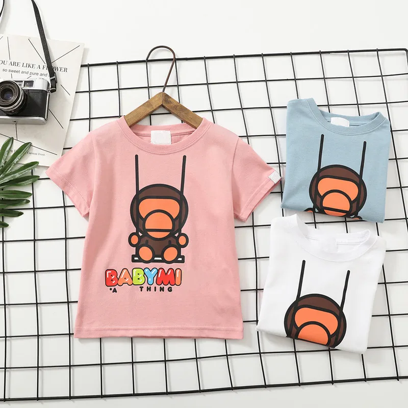 Модная новинка детская Свободная рубашка для мальчиков и девочек летние