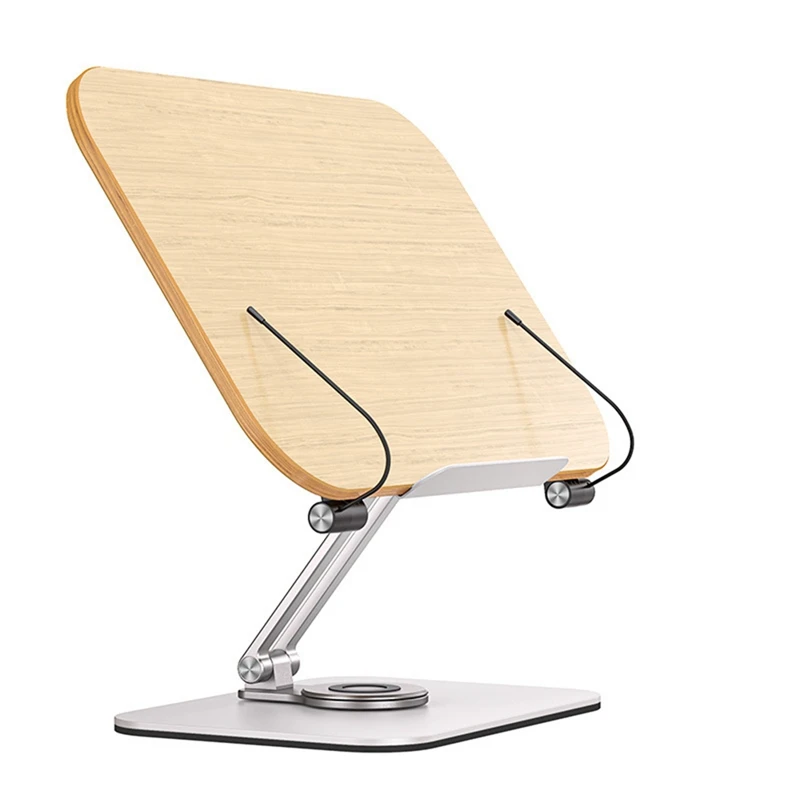 

Подставка для книг, складной настольный держатель, регулируемый кронштейн для чтения, с поворотным основанием на 360 ° и зажимами для страниц