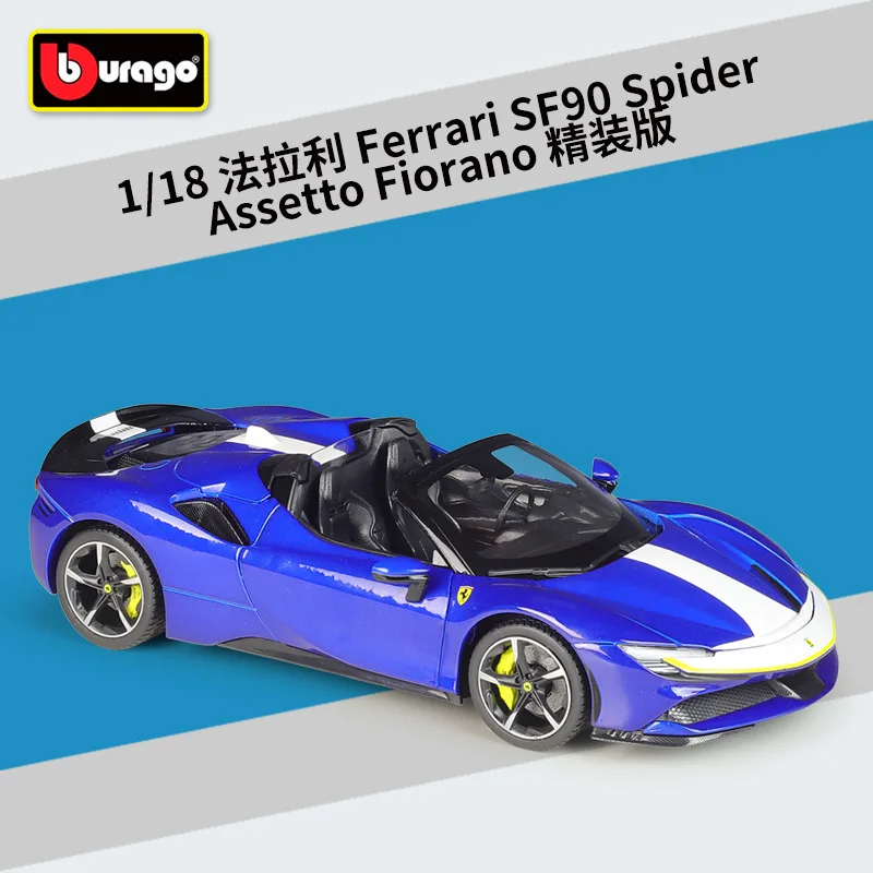 

Модель автомобиля Bburago Ferrari SF90, модель автомобиля под давлением паука Assetto Fiorano из металлического сплава, украшение, демонстрация, подарок, 1:18