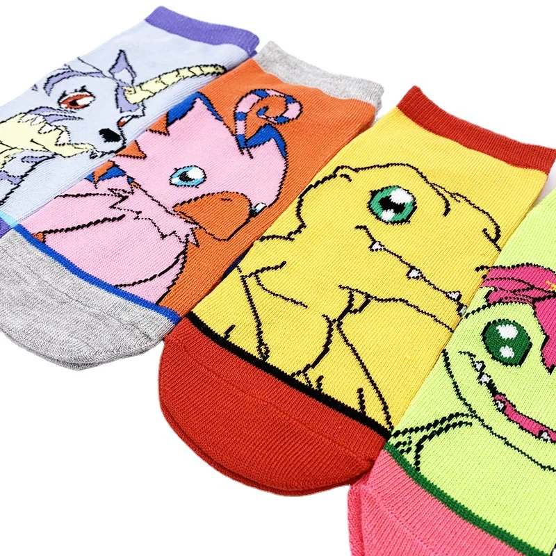 Anime Women Sock Digimon Adventure Woman Socks Womans Boat Sox Cute Cartoon Agumon Casual Cotton Girls Spring Summer Skarpetki