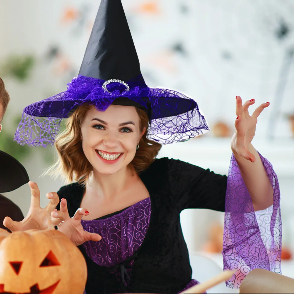 1 шт. Топпер для рождественской елки Хэллоуин шляпа ведьмы Прозрачная Кружевная
