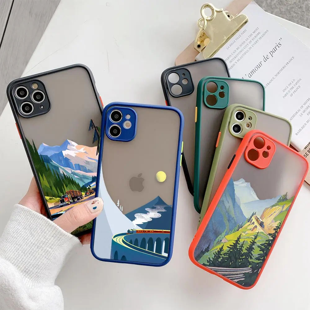 

Cartoon Scenery Cartoon Matte Case For iPhone 14 13 12 11 XR X 8 7 Plus Pro XS Max Mini Feeling Case Silicone Cover Case Funda