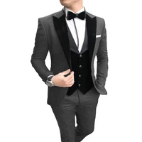 brand new groom tuxedos black peak lapel groomsmen mens wedding dress fashion manterno blazer 3 piece suitjacketpantsvest%ef%bc%89