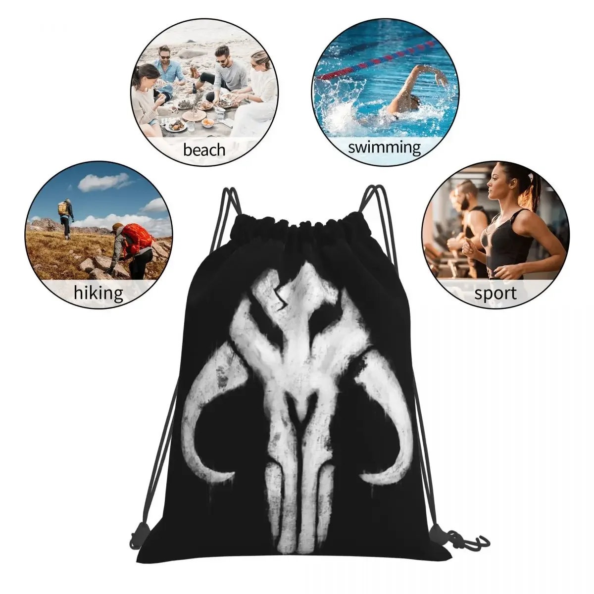 Рюкзаки с черепом Мандо модные портативные сумки на шнурке карманная сумка для