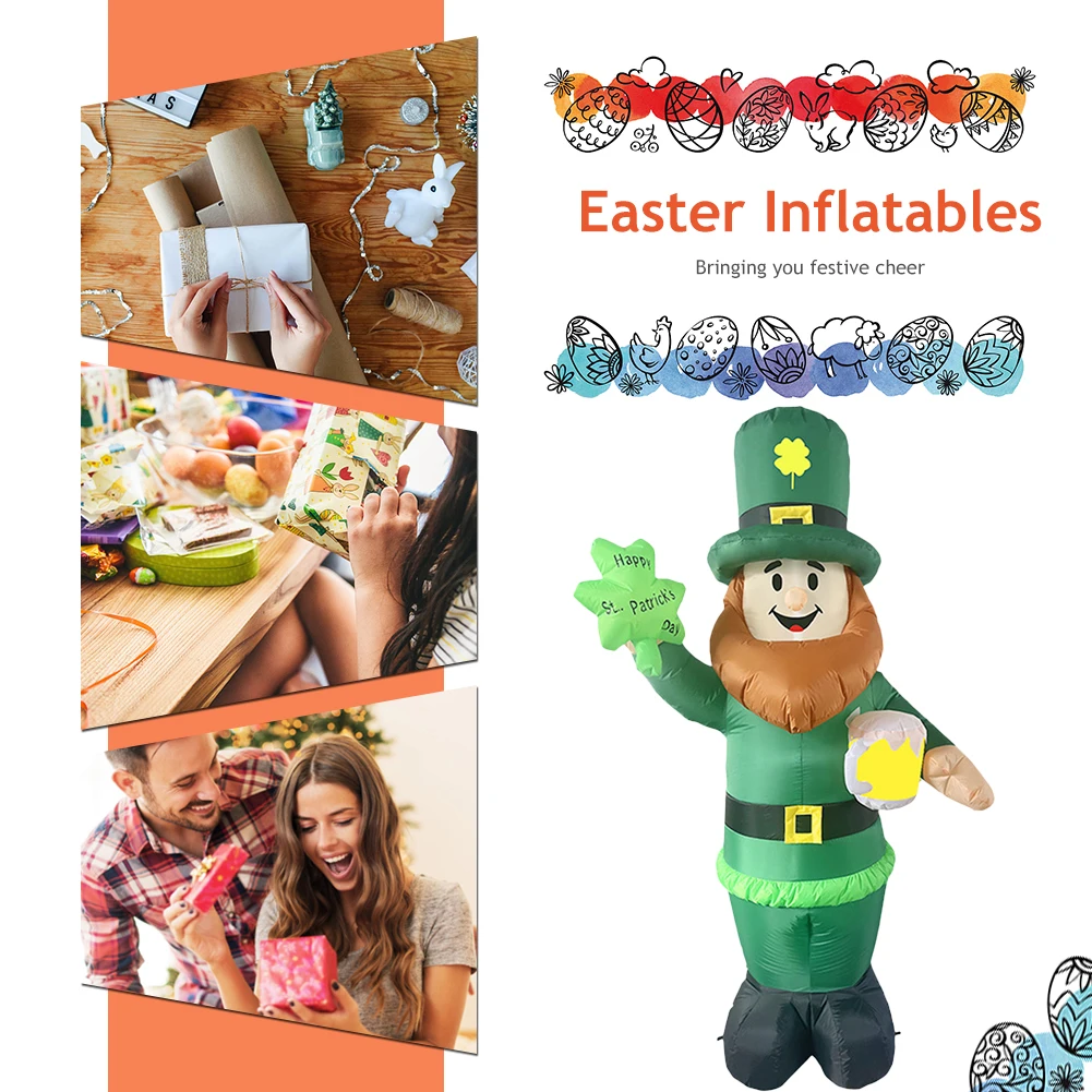 

Надувная Модель 2,4 м, украшение со встроенными искусственными элементами, ирландские надувные игрушки для пожилых людей, праздничный уличный милый Декор для сада
