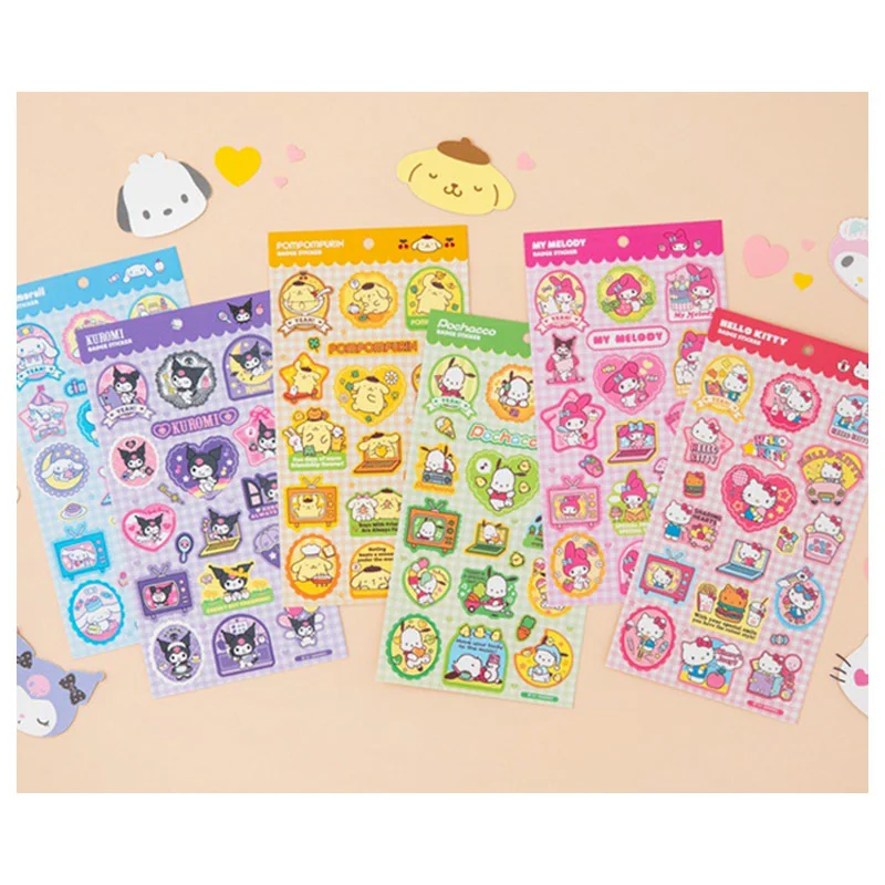 

Anime Cartoon Sanrioed DIY Stickers Cute My Melody Kittys Cat Cinnamoroll Student Handbook Sticker Phone Case Decorate Stickers