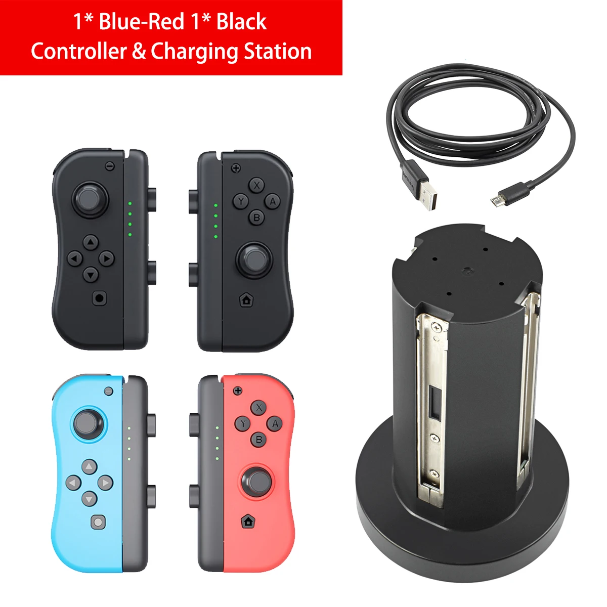

For Switch Wireless Left&Right Controller with 4 in 1 USB Charging Dock Station For Nintend Switch Joy Pad Charging Stand Holder