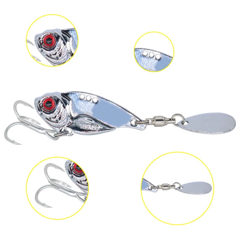 

1PC Sunken Spinner Lure Rocker Sequin Spoon Faux Easy Bait With Barbs For Fly Fishing Trout