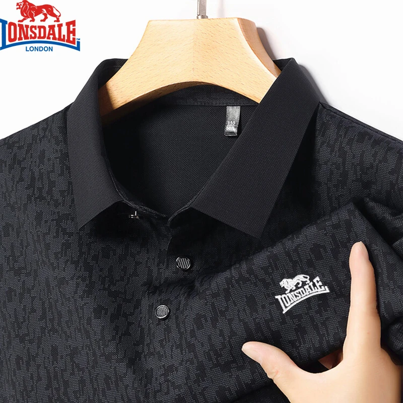 Новинка Летняя шелковая рубашка-поло с вышивкой LONSDALE мужская деловая