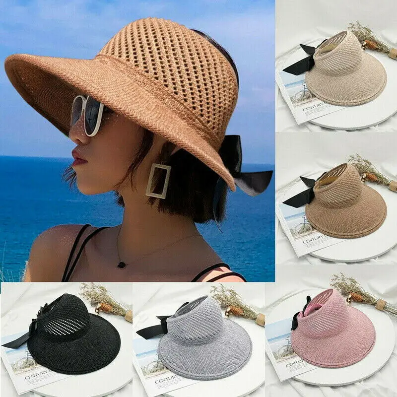 

Женская летняя дорожная пляжная Солнцезащитная шляпа соломенная шляпа Bowknot, дышащая Панама с широкими полями и защитой от ультрафиолета, плетеная шляпа с козырьком