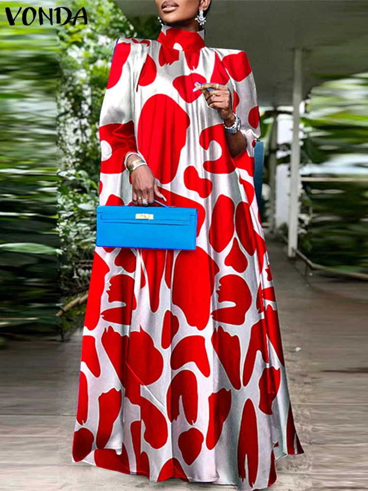 Плюс размер VONDA женское элегантное длинное платье макси с принтом 2024