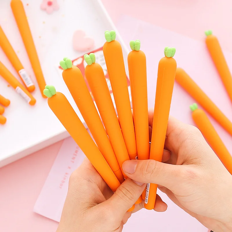 

1 piece 0.5mm Cute soft silicone carrot neutral pen creative cartoon student stationery office accessories kawaii pens