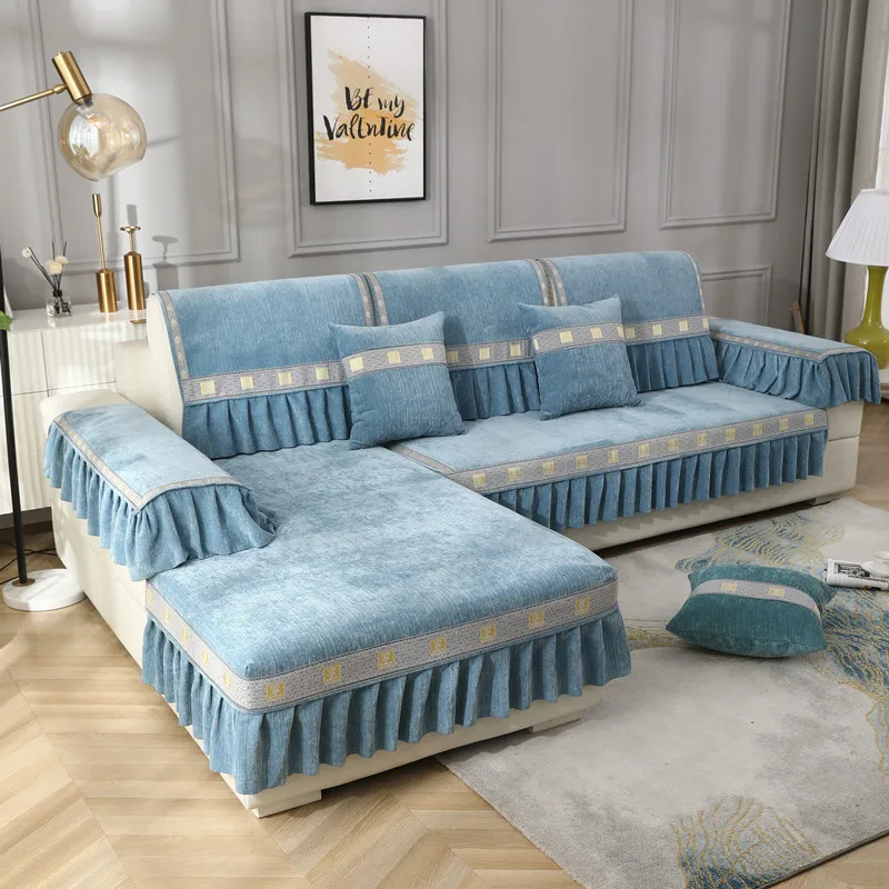 

Чехол для дивана с синелевой юбкой, универсальная Нескользящая подушка, современное сиденье для дивана, для гостиной, домашний декор