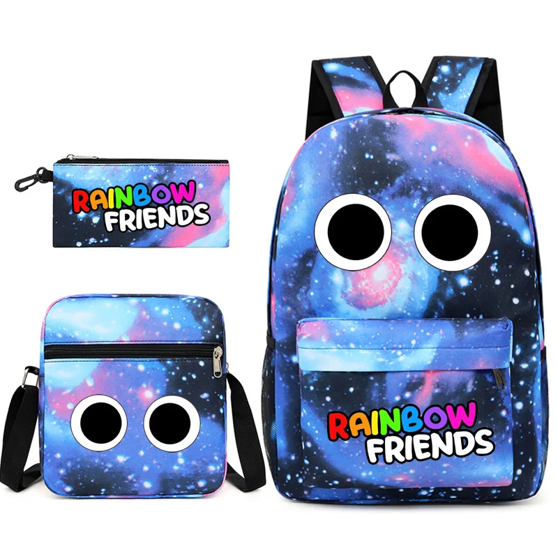 

Rainbow Friends Three-piece School Bag Male and Female Students Backpack Printed Birthday Gift for Girls Kids Boys