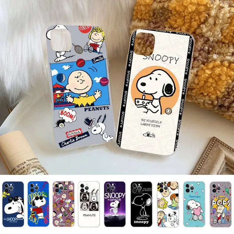 

BANDAI Snoopy Phone Case for iPhone 11 12 13 mini pro XS MAX 8 7 6 6S Plus X 5S SE 2020 XR cover