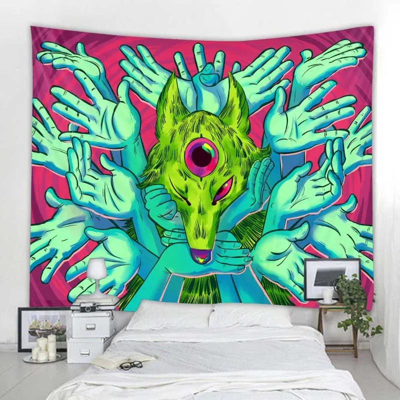 

Abstract Animal Tapestry Psychedelic Wall Hanging Colorful Hippie Boho Home Wall Decor Aesthetic Room Bedroom Dorm Decorations