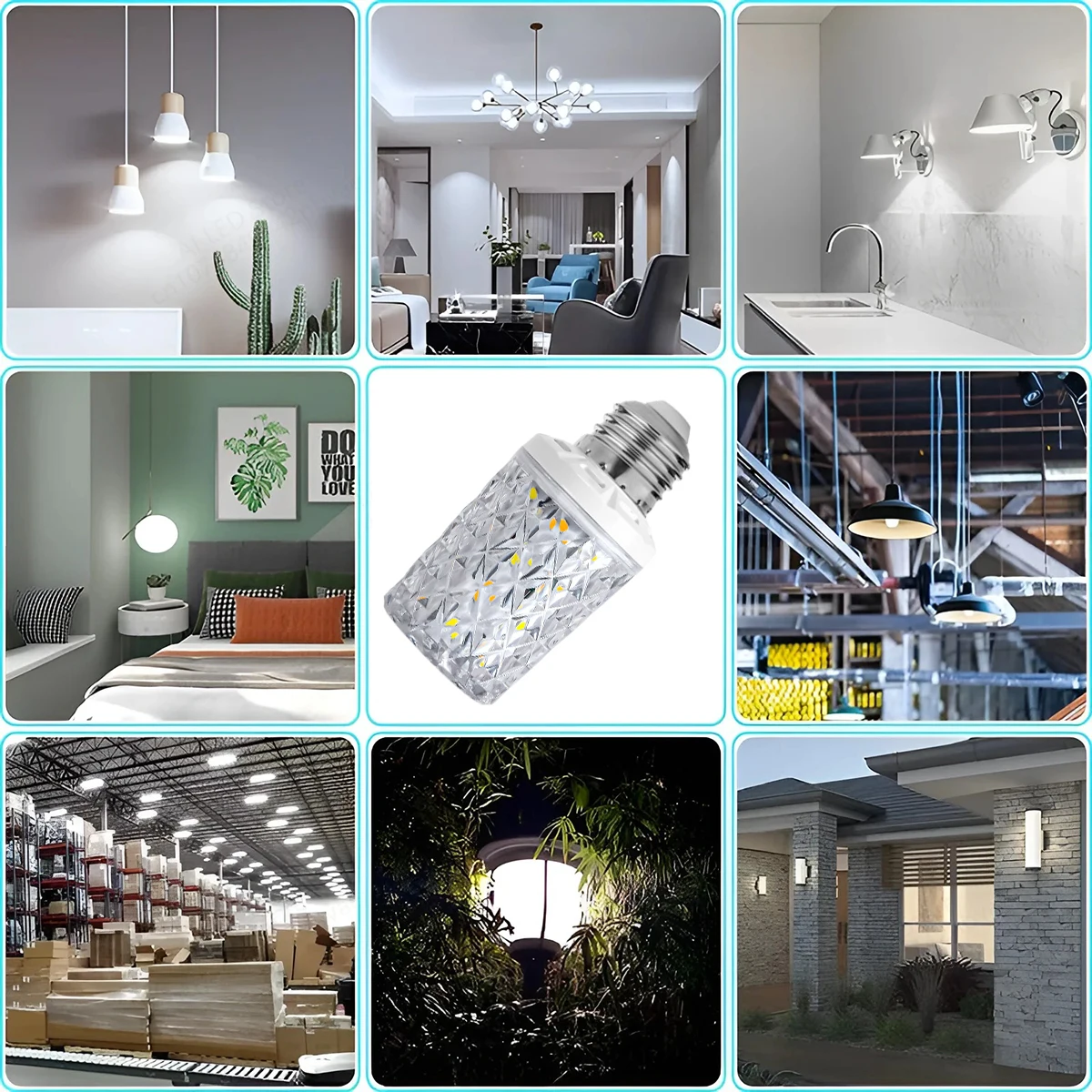 E14 E27 Led Кукурузная лампочка 24Вт 30Вт 40Вт 50Вт основание холодная  теплая  нейтральная белая лампа большой мощности бытовая люстра 85 - 265v внутренняя лампа (art.: 3920cb062fc54) - 3920cb062fc54