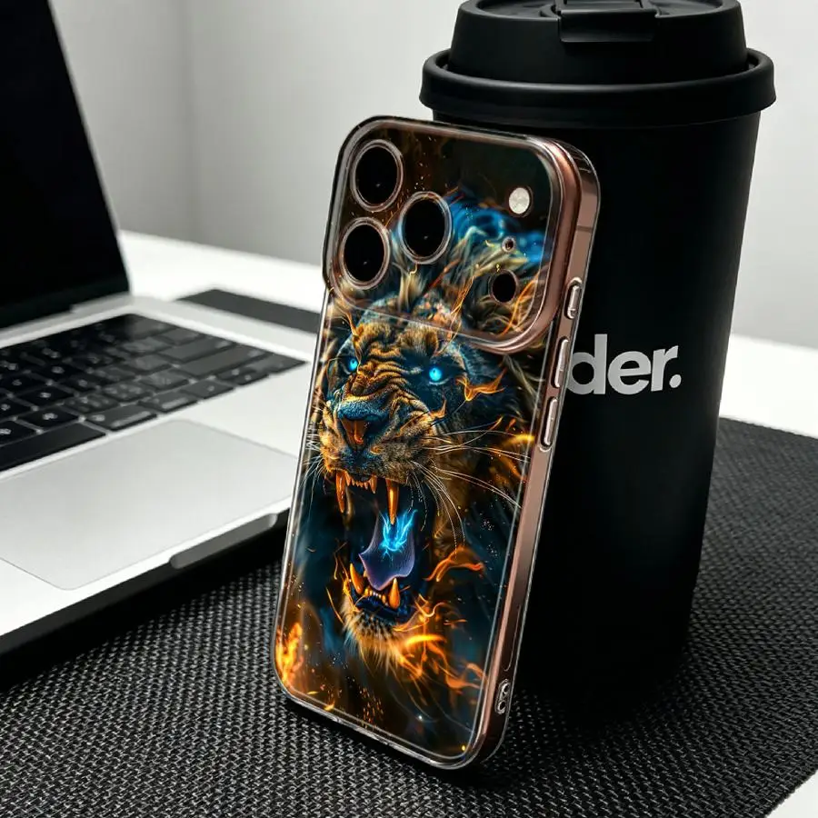Фото Мягкий чехол для телефона Honor X9b X7b X8 90 Lite X8b X9a X8a с принтом «Огненная голова льва» №5