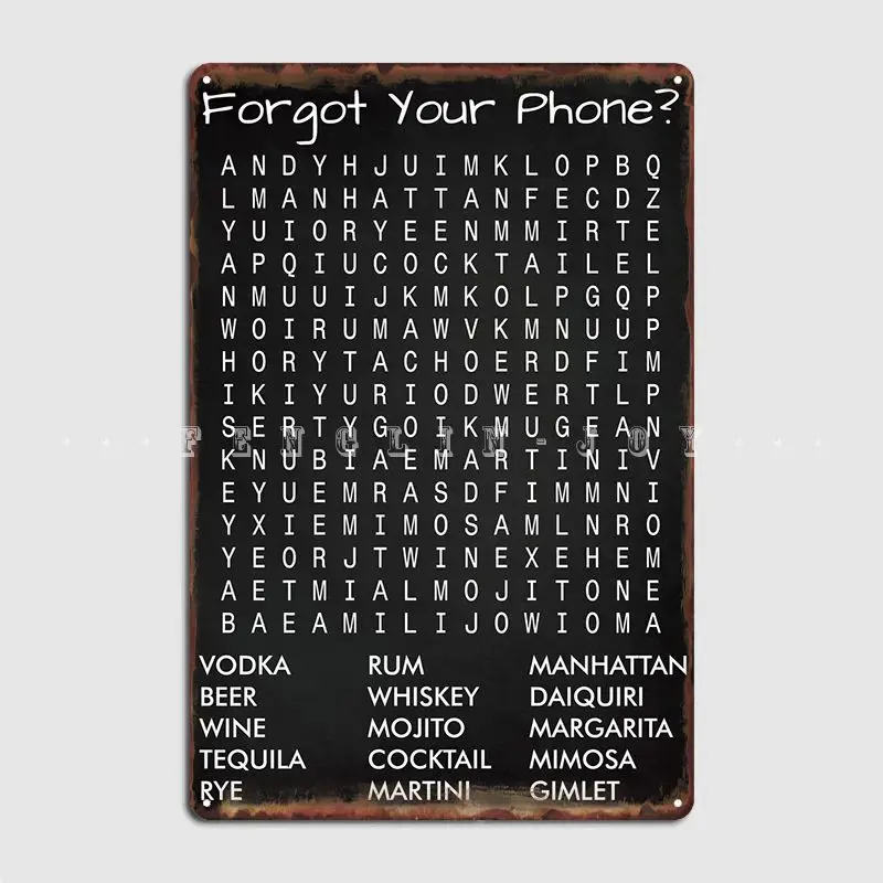 

Forgot Your Phone Drinks Metal Plaque Poster Cinema Living Room Living Room Painting Décor Create Tin Sign Poster