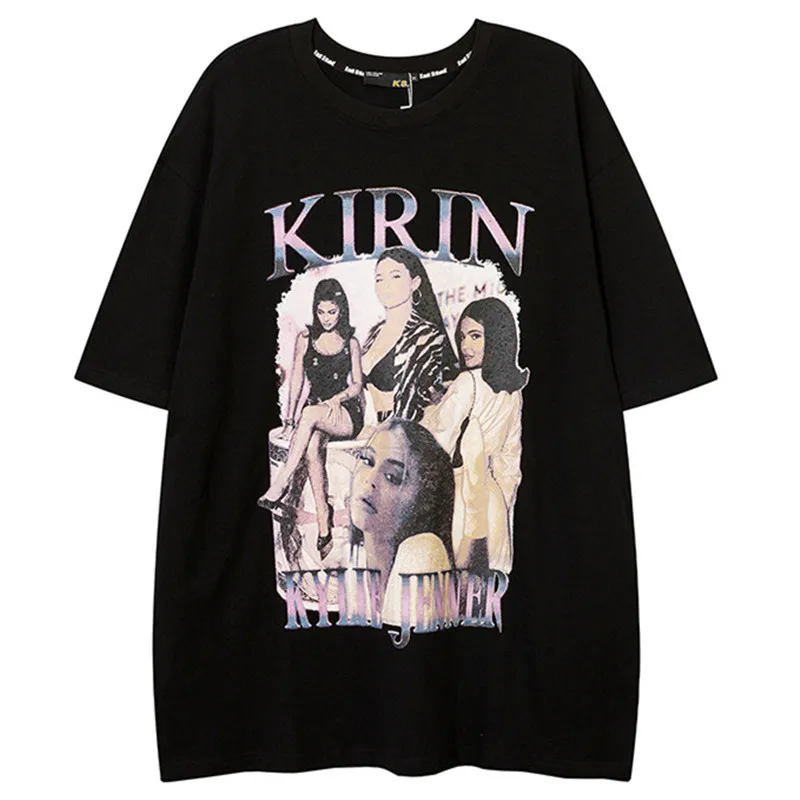 

2022 Hip Hop Oversized T-shirt Letter Portrait Print Harajuku Streetwear Summer Fashion Casual Cotton Short Sleeve T Shirts