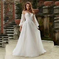 elegant long sleeves a line wedding dress for women lace appliques sweetheart bridal gown backless bridal dress robe de mari%c3%a9e