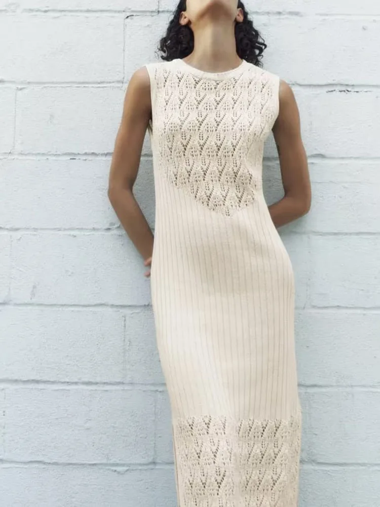 

Новое Женское Модное Элегантное повседневное удобное трикотажное платье без рукавов