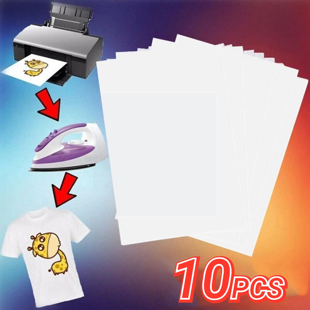 10PCS T Shirt A4 Transfer Paper Iron On Heat Press Shirts Inkjet For T Printing Craft Fabrics A4 Paper Pattern Print