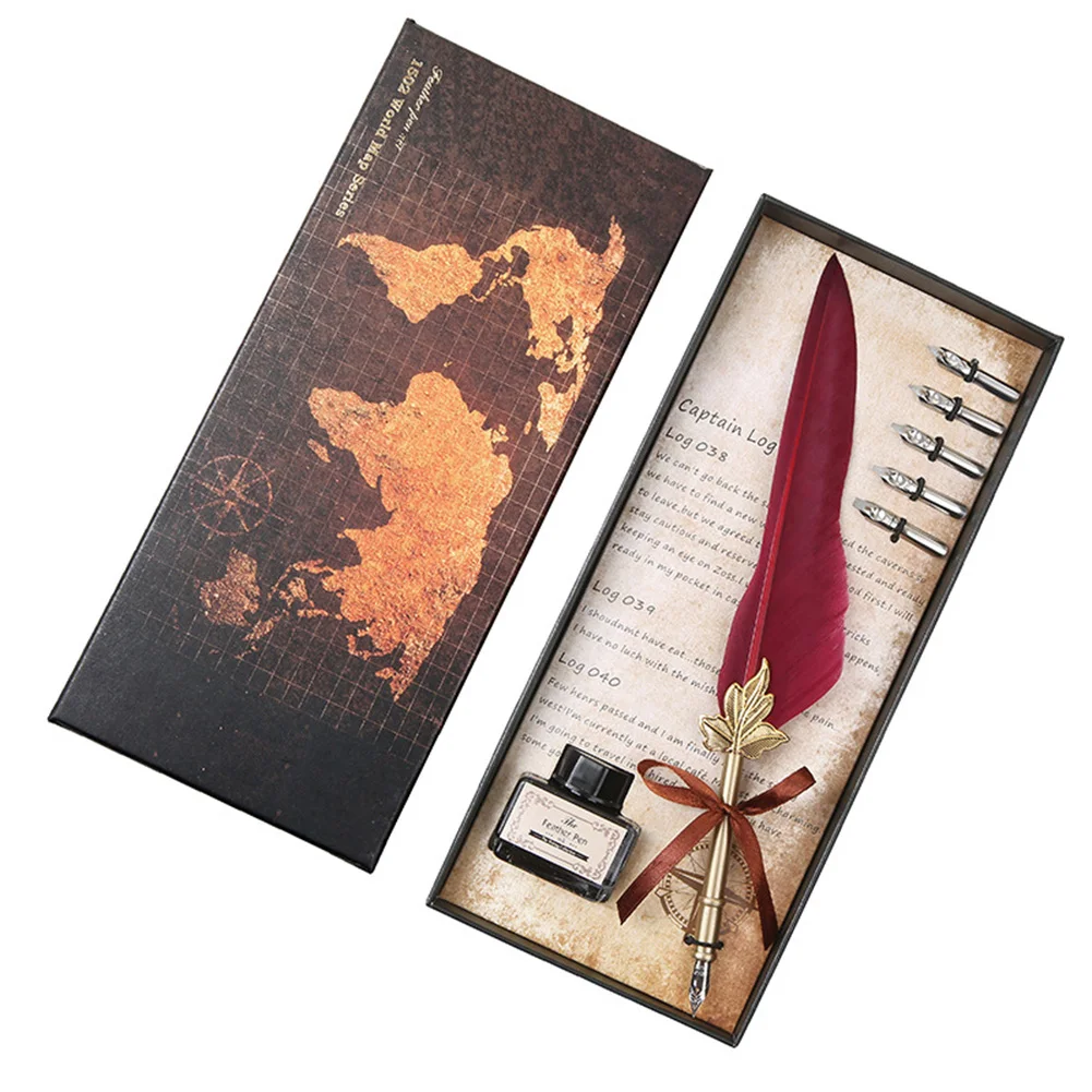 Винтажная ручка для каллиграфии в античном стиле сменная с 5 наконечниками