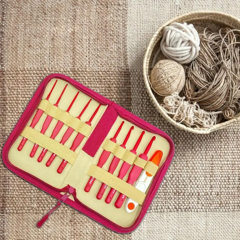 Zestaw haczyków do szydełkowania z etui igieł dziewiarskich 9-miarowa przędza Ergonomiczny uchwyt Antypoślizgowy Ręczna dziewiarska sztuka